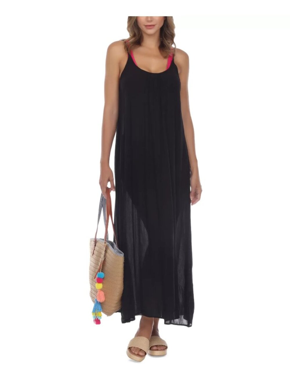 Raviya Sleeveless Cover-Up Maxi Dress, Black, Sz. M